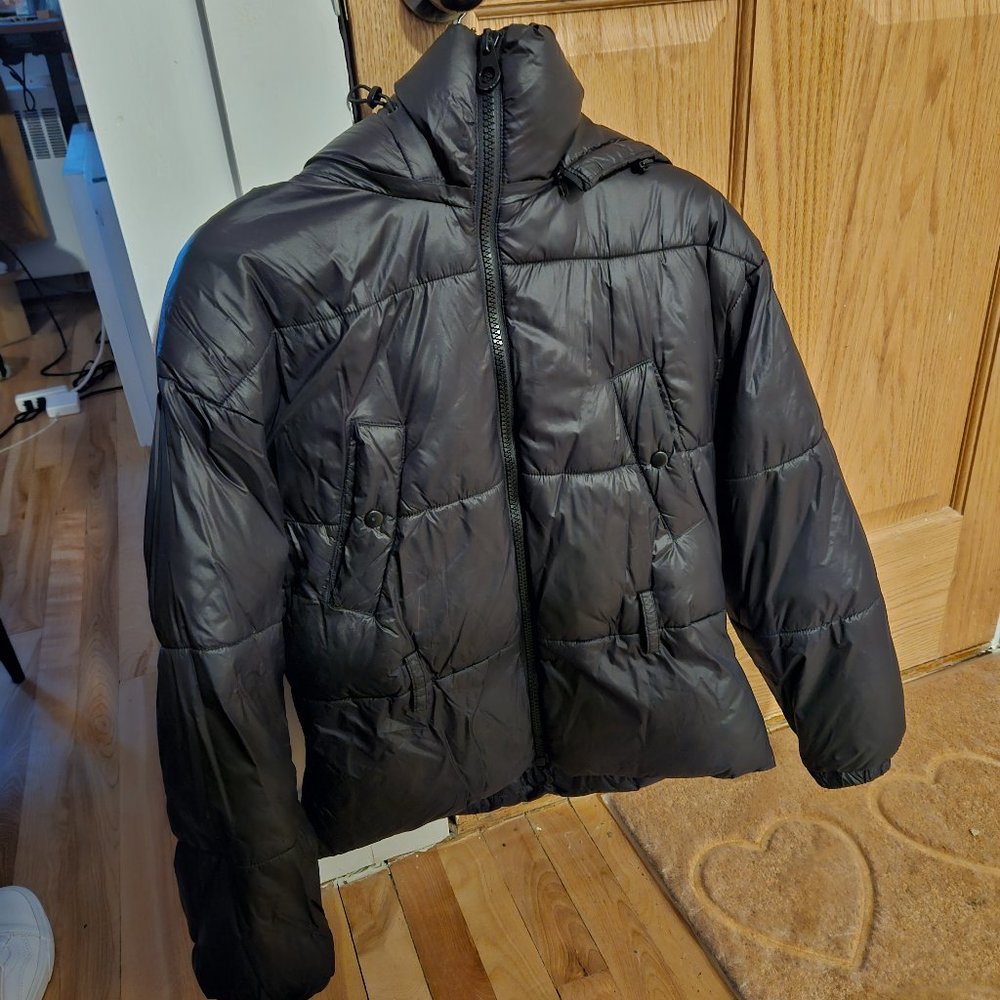 Zara Black Cropped Heated Warm Winter Puffer Coat